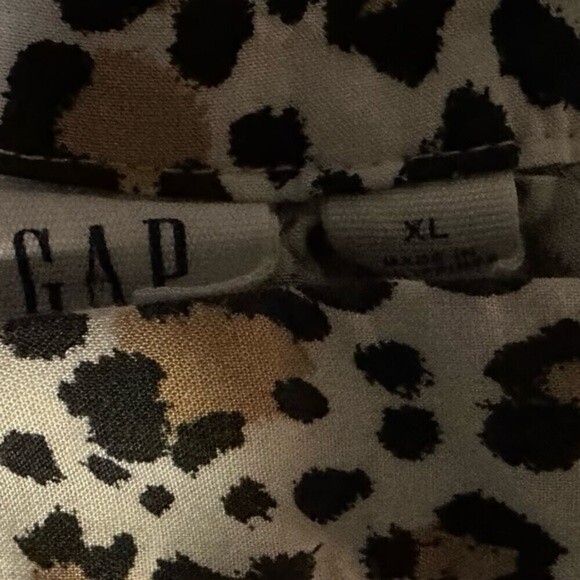 Gap Low Cut V-Neck‎ Loose Fit Animal Print Women’s Short Sleeve Cuff Blouse Xl - Picture 15 of 16